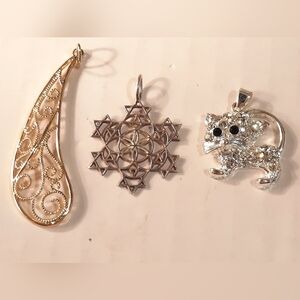 Gold Over Silver and Silver Pendant Set